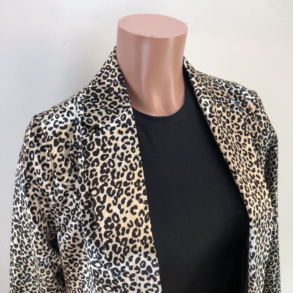 Nine West/ Leopard print polyester blazer/X-Small/gold and black/ - Picture 4 of 16